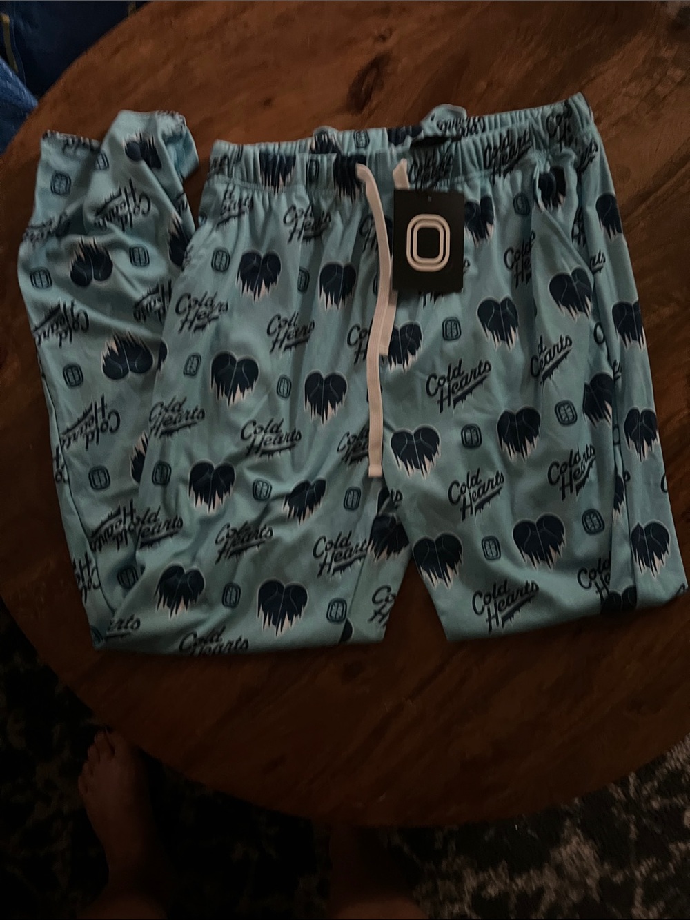 Men’s Light Blue 'Cold Hearts' Graphic Lounge Pants- pajamas -size M